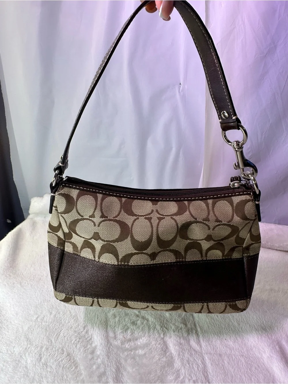 Coach Signature Canvas Shoulder Bag in Brown